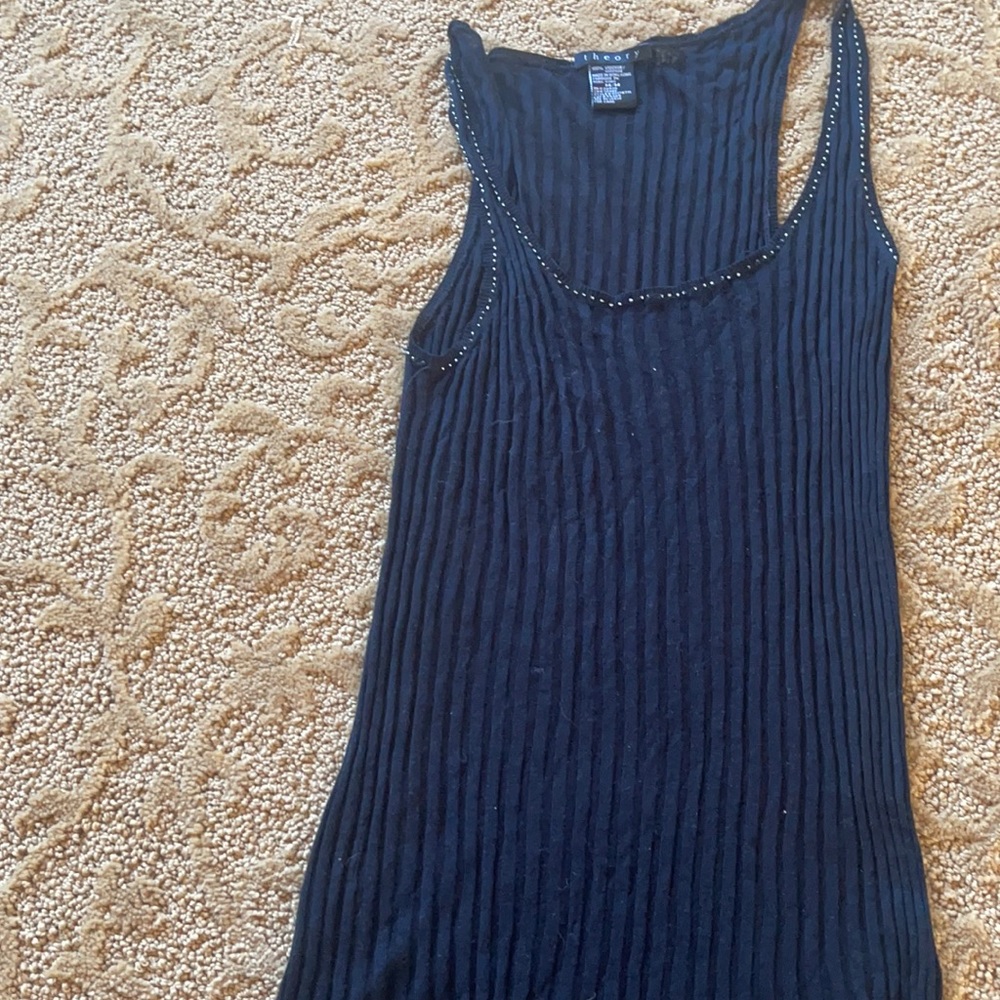 Theory ribbed tank with beading